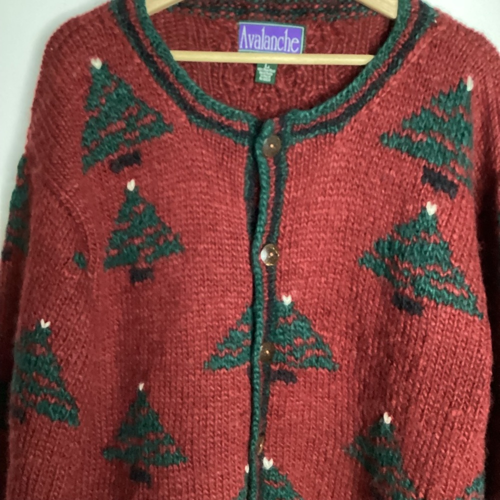 Vintage Avalanche Holiday Red and Green Handmade Cardigan L/XL/XXL
